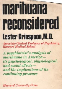 Scan of book cover of Marihuana Reconsidered, written by Lester Grinspoon, M.D.